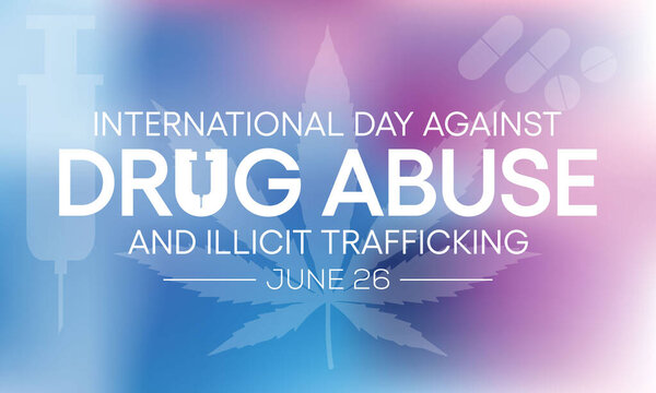Международный день борьбы с наркоманией и незаконным оборотом наркотиков отмечается каждый год 26 июня против наркомании и незаконной торговли. Векторная иллюстрация.