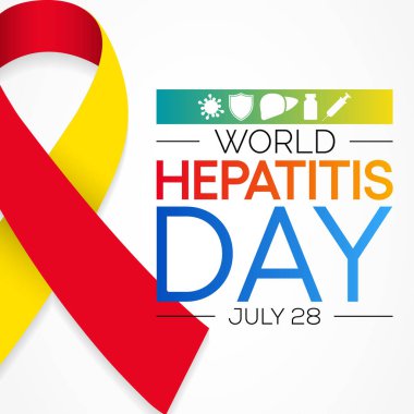 Dünya Hepatit Günü her yıl 28 Temmuz 'da gözlemlenir, karaciğer iltihaplandığında veya hasar gördüğünde, işlevi etkilenebilir ve bazı tıbbi durumlar hepatite neden olabilir. Vektör illüstrasyonu.