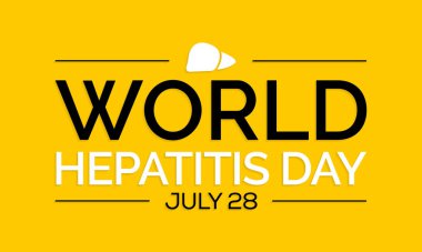 Dünya Hepatit Günü her yıl 28 Temmuz 'da gözlemlenir, karaciğer iltihaplandığında veya hasar gördüğünde, işlevi etkilenebilir ve bazı tıbbi durumlar hepatite neden olabilir. Vektör illüstrasyonu.