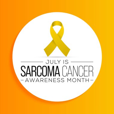 Sarkoma kanseri farkındalığı her yıl Temmuz ayında gözlemlenir, bu kanser türü kemik veya vücudun yumuşak dokularında, kıkırdak, yağ ve kas dahil olmak üzere başlar. Vektör illüstrasyonu.