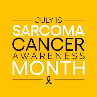 Sarkoma kanseri farkındalığı her yıl Temmuz ayında gözlemlenir, bu kanser türü kemik veya vücudun yumuşak dokularında, kıkırdak, yağ ve kas dahil olmak üzere başlar. Vektör illüstrasyonu.