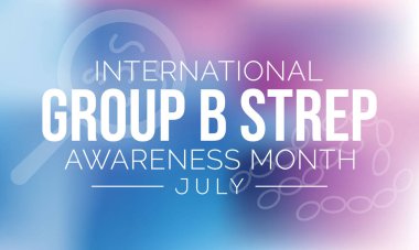 B Grubu Streptococcus farkındalık ayı her yıl Temmuz ayında gözlemlenmektedir, bunlar vücutta doğal olarak ortaya çıkan ve giden bakterilerdir. Çoğu zaman bakteriler zararlı değildir. Vektör illüstrasyonu.