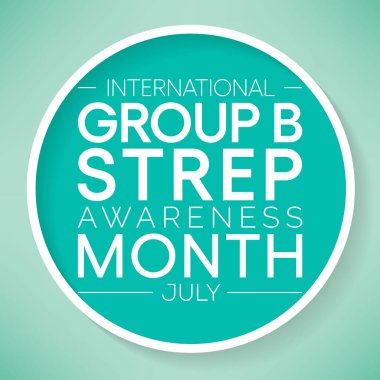 B Grubu Streptococcus farkındalık ayı her yıl Temmuz ayında gözlemlenmektedir, bunlar vücutta doğal olarak ortaya çıkan ve giden bakterilerdir. Çoğu zaman bakteriler zararlı değildir. Vektör illüstrasyonu.