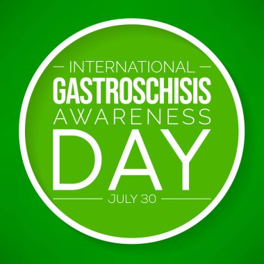 Her yıl 30 Temmuz 'da gastrosisis farkındalık günü kutlanır, bu karın duvarının bir doğum kusurudur. Vektör illüstrasyonu.