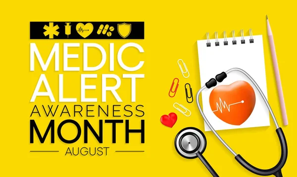 Mes Alerta Médica Celebra Cada Año Agosto Dedicado Educar Público — Vector de stock