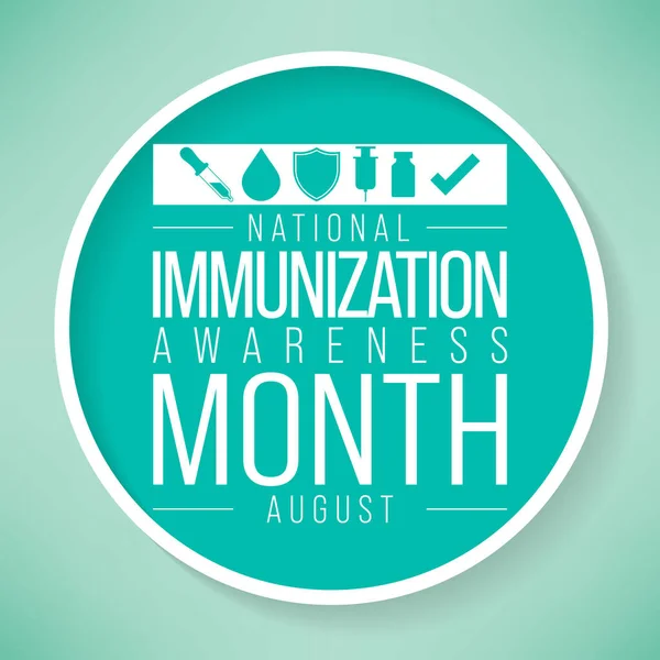 毎年8月に国民の予防接種や予防接種意識月が観察され 個人の免疫系が薬剤に対して強化されるプロセスです ベクターイラスト — ストックベクタ