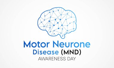 Motor nöron hastalığı (MND) farkındalığı her yıl 21 Ağustos 'ta gözlemlenmektedir ve bu durum beyni ve sinirleri etkileyen nadir bir durumdur. Zamanla daha da kötüleşen bir zayıflığa neden olur. vektör sanatı
