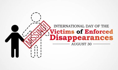 Zorunlu kaybolmaların kurbanları ve ailelerinin anısına her yıl 30 Ağustos 'ta düzenlenen uluslararası bir gün. Vektör illüstrasyonu