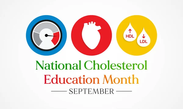 Mes Nacional Educación Del Colesterol Observa Cada Año Durante Septiembre — Vector de stock