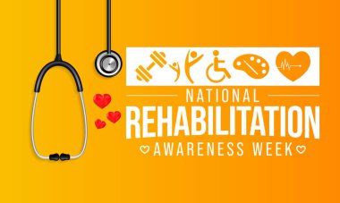 National Rehabilitation awareness week is observed every year in September, it is a branch of medicine that aims to enhance and restore functional ability and quality of life. Vector illustration clipart