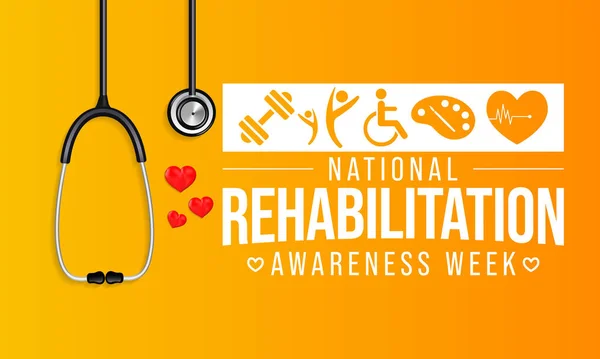 National Rehabilitation Awareness Week Observed Every Year September Branch Medicine — Stock Vector