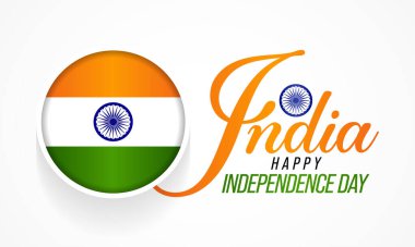 Bağımsızlık Günü, her yıl 15 Ağustos 1947 'de Hindistan' ın Birleşik Krallık 'tan bağımsızlığı anısına düzenlenen ulusal bir bayram olarak kutlanır. Vektör illüstrasyonu