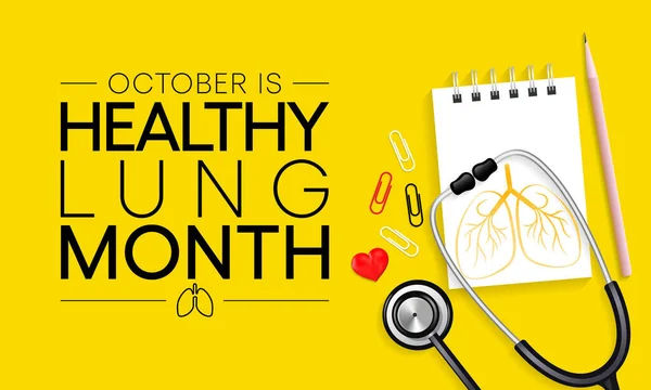 Mes Pulmonar Saludable Observa Cada Año Octubre Para Educar Público — Vector de stock