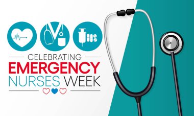 Emergency Nurses week is observed every year in October, ER nurses treat patients who are suffering from trauma, injury or severe medical conditions and require urgent treatment. Vector illustration clipart