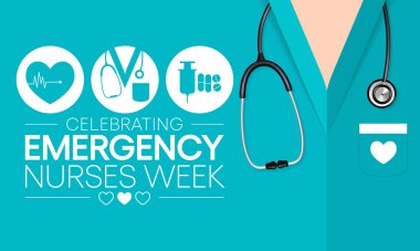 Emergency Nurses week is observed every year in October, ER nurses treat patients who are suffering from trauma, injury or severe medical conditions and require urgent treatment. Vector illustration