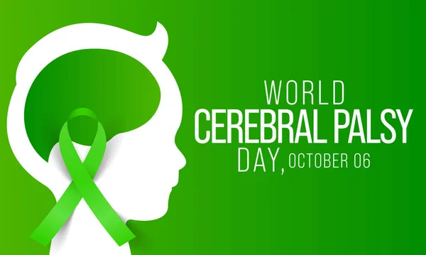 世界脳性麻痺の日は 毎年10月6日に観察されます Cpは バランスと姿勢を移動し 維持する人の能力に影響を与える障害のグループです ベクターイラスト — ストックベクタ