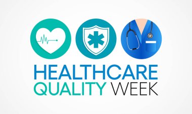 Ulusal Sağlık Kalitesi Haftası (HQW) her yıl Ekim ayında gözlemlenmekte olup, uzmanların sağlık kalitesini artırmak için yaptıkları katkıları kutlamaya adanmıştır. Vektör illüstrasyonu