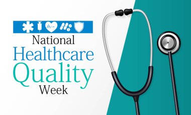 Ulusal Sağlık Kalitesi Haftası (HQW) her yıl Ekim ayında gözlemlenmekte olup, uzmanların sağlık kalitesini artırmak için yaptıkları katkıları kutlamaya adanmıştır. Vektör illüstrasyonu