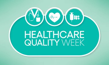 Ulusal Sağlık Kalitesi Haftası (HQW) her yıl Ekim ayında gözlemlenmekte olup, uzmanların sağlık kalitesini artırmak için yaptıkları katkıları kutlamaya adanmıştır. Vektör illüstrasyonu