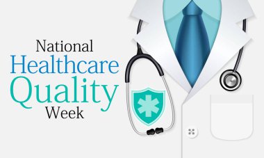 Ulusal Sağlık Kalitesi Haftası (HQW) her yıl Ekim ayında gözlemlenmekte olup, uzmanların sağlık kalitesini artırmak için yaptıkları katkıları kutlamaya adanmıştır. Vektör illüstrasyonu