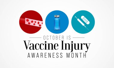 Aşı yaralanmaları her yıl Ekim ayında ABD genelinde gözlemlenmektedir. Vektör illüstrasyonu