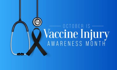 Aşı yaralanmaları her yıl Ekim ayında ABD genelinde gözlemlenmektedir. Vektör illüstrasyonu