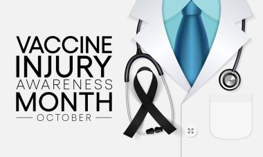 Aşı yaralanmaları her yıl Ekim ayında ABD genelinde gözlemlenmektedir. Vektör illüstrasyonu