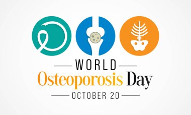 Dünya Osteoporoz Günü, her yıl 20 Ekim 'de, osteoporoz ve metabolik kemik hastalıklarının önlenmesi, teşhisi ve tedavisine ilişkin küresel bilincin artırılmasına adanmıştır. Vektör sanatı