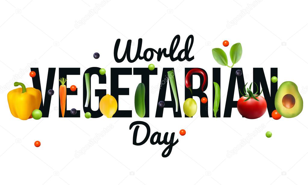 World Vegetarian day is observed every year on October 1st, To promote the joy, compassion and life-enhancing possibilities of vegetarianism. Vector illustration