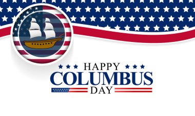 Columbus Günü her yıl Ekim ayında kutlanır, ABD 'de federal bir bayram, 1492' de Kristof Kolomb 'un Amerika' ya gelişinin resmi yıldönümünü kutlar. Vektör