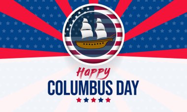 Columbus Günü her yıl Ekim ayında kutlanır, ABD 'de federal bir bayram, 1492' de Kristof Kolomb 'un Amerika' ya gelişinin resmi yıldönümünü kutlar. Vektör