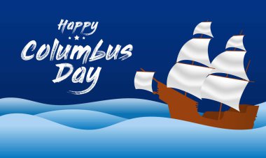 Columbus Günü her yıl Ekim ayında kutlanır, ABD 'de federal bir bayram, 1492' de Kristof Kolomb 'un Amerika' ya gelişinin resmi yıldönümünü kutlar. Vektör