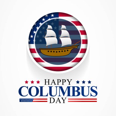 Columbus Günü her yıl Ekim ayında kutlanır, ABD 'de federal bir bayram, 1492' de Kristof Kolomb 'un Amerika' ya gelişinin resmi yıldönümünü kutlar. Vektör