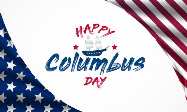 Columbus Günü her yıl Ekim ayında kutlanır, ABD 'de federal bir bayram, 1492' de Kristof Kolomb 'un Amerika' ya gelişinin resmi yıldönümünü kutlar. Vektör