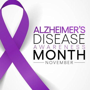 Kasım ayında her yıl Alzheimer Hastalığı 'nın farkındalık ayı gözlemlenmektedir, bunama belirtilerinin birkaç yıl içinde giderek kötüleştiği ilerici bir hastalıktır. Vektör illüstrasyonu