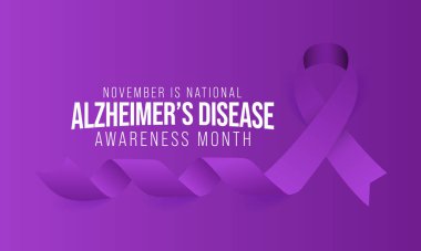 Kasım ayında her yıl Alzheimer Hastalığı 'nın farkındalık ayı gözlemlenmektedir, bunama belirtilerinin birkaç yıl içinde giderek kötüleştiği ilerici bir hastalıktır. Vektör illüstrasyonu
