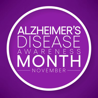 Kasım ayında her yıl Alzheimer Hastalığı 'nın farkındalık ayı gözlemlenmektedir, bunama belirtilerinin birkaç yıl içinde giderek kötüleştiği ilerici bir hastalıktır. Vektör illüstrasyonu