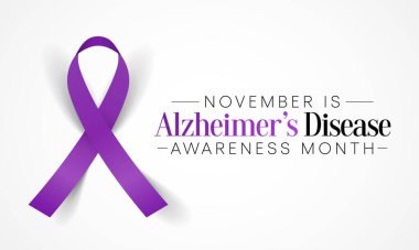 Kasım ayında her yıl Alzheimer Hastalığı 'nın farkındalık ayı gözlemlenmektedir, bunama belirtilerinin birkaç yıl içinde giderek kötüleştiği ilerici bir hastalıktır. Vektör illüstrasyonu
