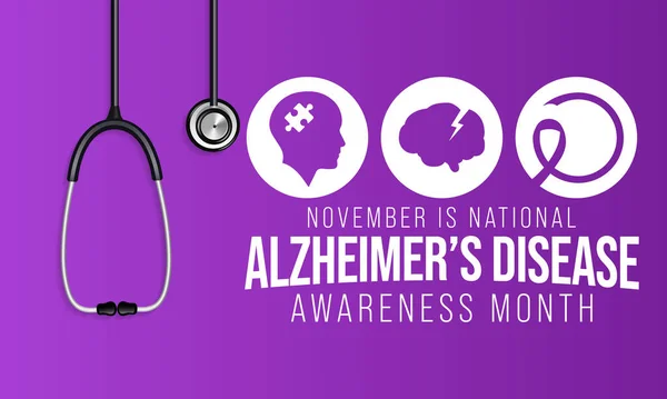 Kasım Ayında Her Yıl Alzheimer Hastalığı Nın Farkındalık Ayı Gözlemlenmektedir — Stok Vektör
