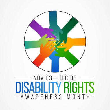 Vektör illüstrasyonu, 3 Kasım 'dan 3 Aralık' a kadar her yıl Engelli Hakları Bildirimi ayı izlenmektedir