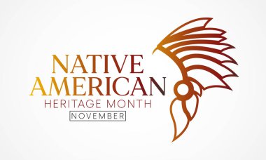 Amerikan yerlilerinin başarılarını ve katkılarını tanımak için, Kasım ayında her yıl Amerikan yerlilerinin mirası ayı gözlemlenir. Vektör illüstrasyonu