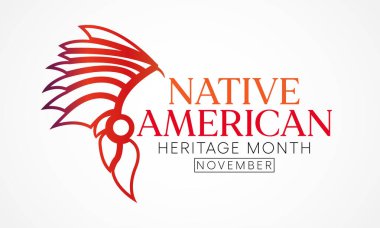 Amerikan yerlilerinin başarılarını ve katkılarını tanımak için, Kasım ayında her yıl Amerikan yerlilerinin mirası ayı gözlemlenir. Vektör illüstrasyonu