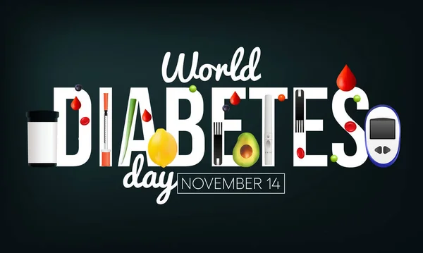 Dia Mundial Diabetes Observado Todos Anos Novembro Principal Campanha Conscientização —  Vetores de Stock