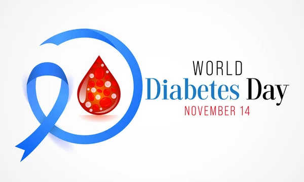 每年11月14日是世界糖尿病日 这是以糖尿病为重点的主要全球宣传运动 矢量说明 — 图库矢量图片