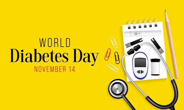 Dia Mundial Diabetes Observado Todos Anos Novembro Principal Campanha Conscientização —  Vetores de Stock