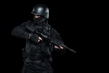 Spec ops polis memuru Swat siyah üniforma Studio