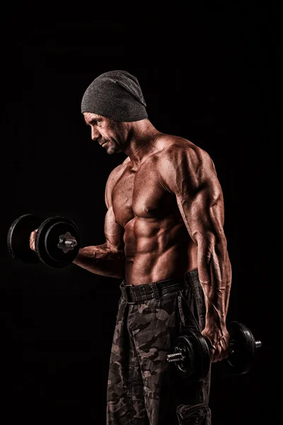 Army, military, strong man, weights, exercising, gym — Stock Photo, Image