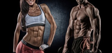 Athletic man and woman clipart