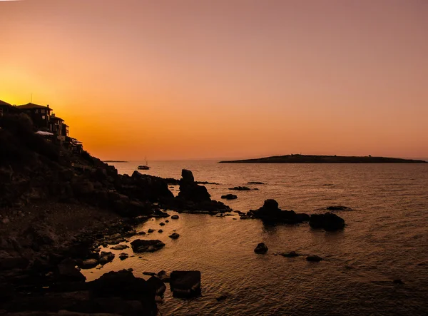 Západ slunce nad zátokou Sozopol, Bulharsko — Stock fotografie