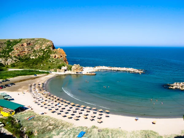 Playa de Bolata, cerca del cabo Kaliakra, vista desde arriba, Bulgaria — Foto de Stock